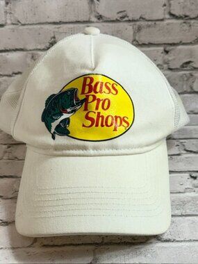 Vintage Bass Pro Shops Hat Cap Snapback White Gone Fishing